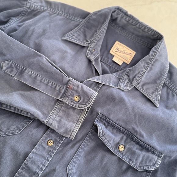 Woolrich Other - Vintage Woolrich Shirt Men Tall L  Denim Blue  Button Up Long Sleeve Cotton READ